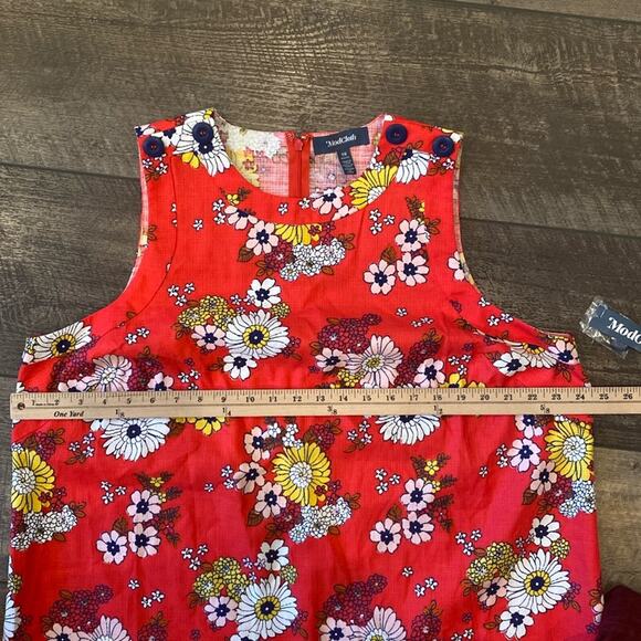 NWT ModCloth Women's Sleeveless Floral Retro Woven Shift Dress Red Size 1X - Picture 6 of 11